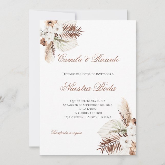 Boho Spanish Wedding Invitation (Devant)