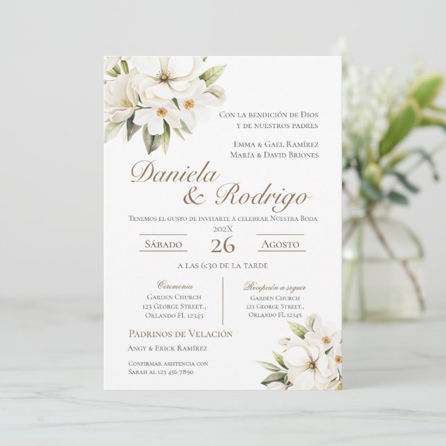 Boho Spanish Wedding Invitation (Debout devant)