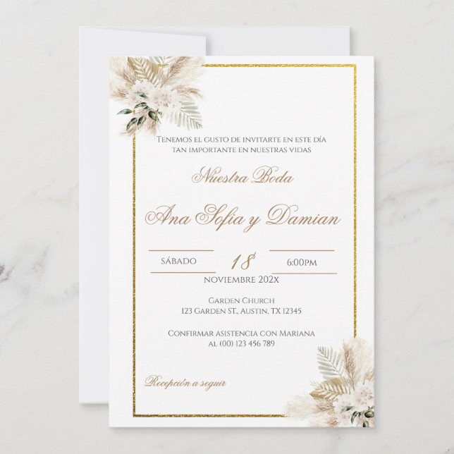 Boho Spanish Wedding Invitation (Devant)