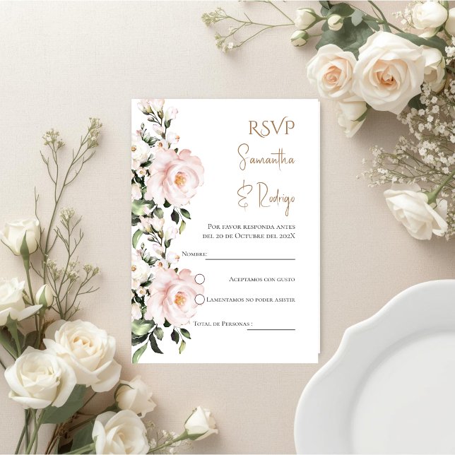 Boho Spanish Wedding RSVP Card Begleitkarte (Von Creator hochgeladen)