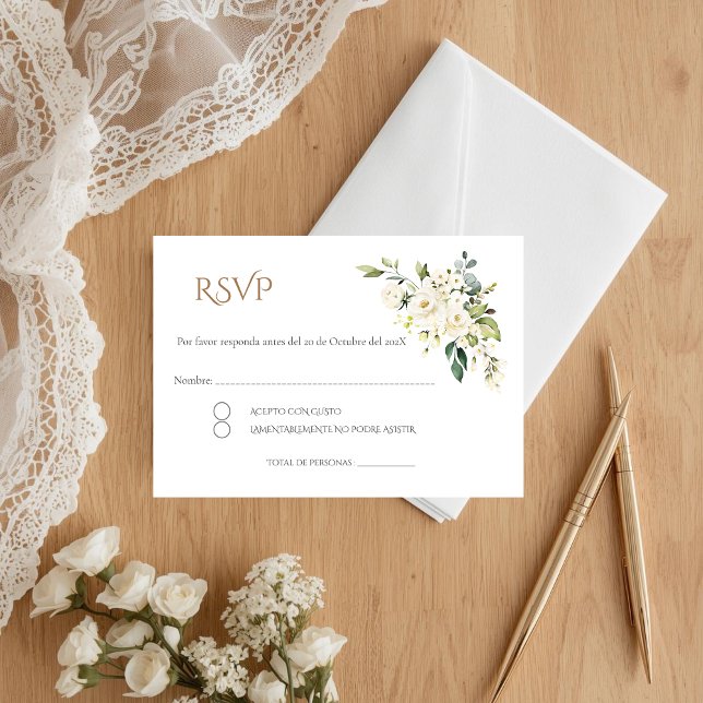 Boho Spanish Wedding RSVP Card Begleitkarte (Von Creator hochgeladen)