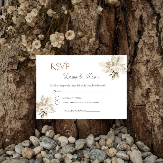Boho Spanish Wedding RSVP Card Begleitkarte (Von Creator hochgeladen)