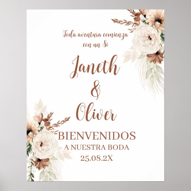 Boho Spanish Wedding Welcome sign Poster (Vorne)
