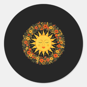 Boho Spirituelle Sonne Niedlich Bohemian Himmlisch Runder Aufkleber