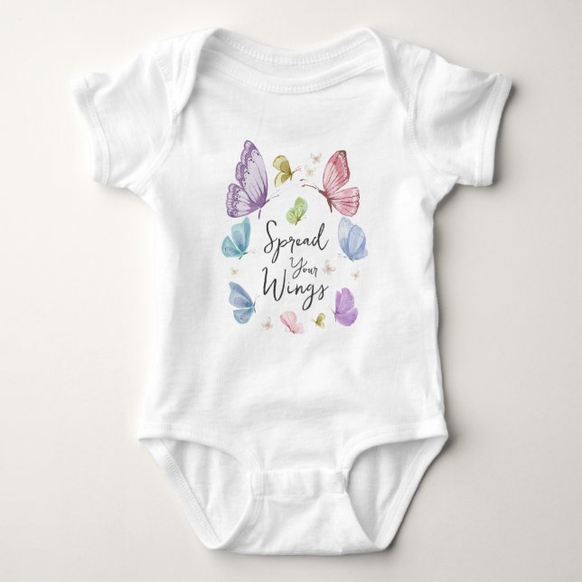 Boho Spread your Wings Butterfly Baby Ein Stück Baby Strampler (Vorderseite)