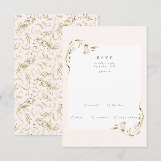 Boho Spring Botanical Corner Wildblume Wedding RS RSVP Karte (Vorne/Hinten)