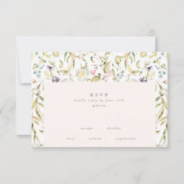 Boho Spring Elegante Botanische Floralmauer Hochze RSVP Karte