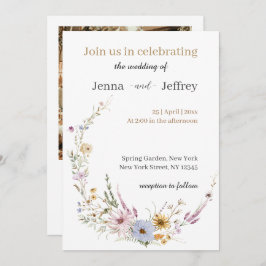 Boho Spring Flowers Photo Faire-part de mariage