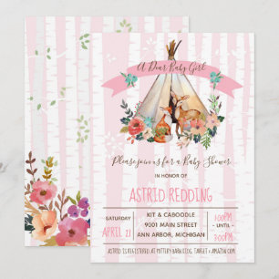 Boho Spring, liebe Baby Girl Woodland Dusche einla Einladung