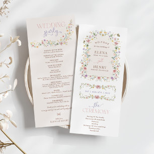 Boho Spring Wildblume Messe Hochzeitsprogramm