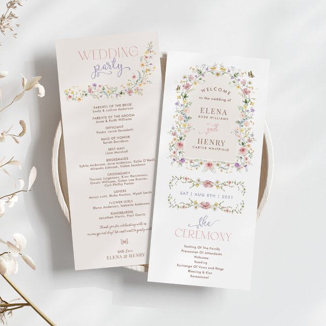 Boho Spring Wildblume Messe Hochzeitsprogramm (Von Creator hochgeladen)