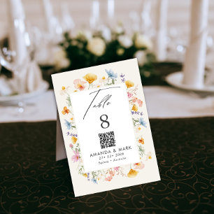 Boho Spring Wildblumen Botanischer Garten Hochzeit Tischnummer