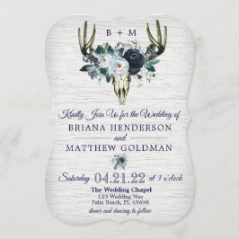 Boho Stamm Floral Antlers Hochzeit Einladung Marin