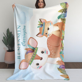 Boho Stamm Fox und Fawn mit Kid's Blanket Fleecedecke