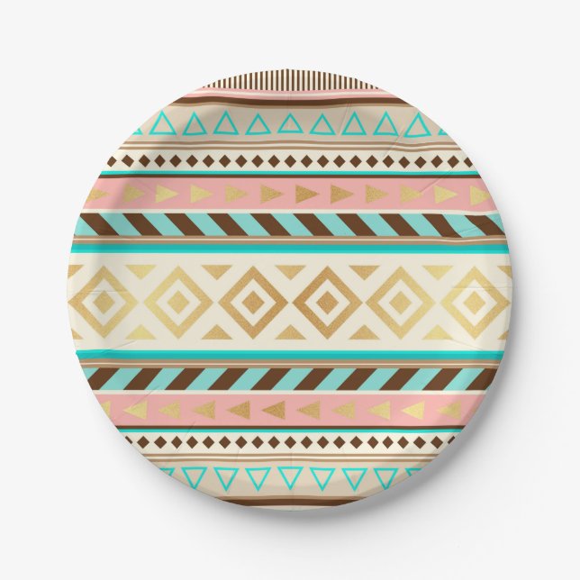 Boho Stammes- Chic Stripes Pappteller (Vorderseite)