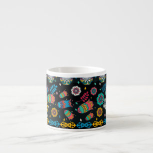 Boho-Stammes-Schädel: farbenfrohes Muster. Espressotasse