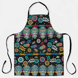 Boho-Stammes-Schädel: farbenfrohes Muster. Schürze