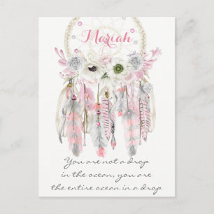 Boho-Stammes-Traumfänger Federn Blumen Native Postkarte