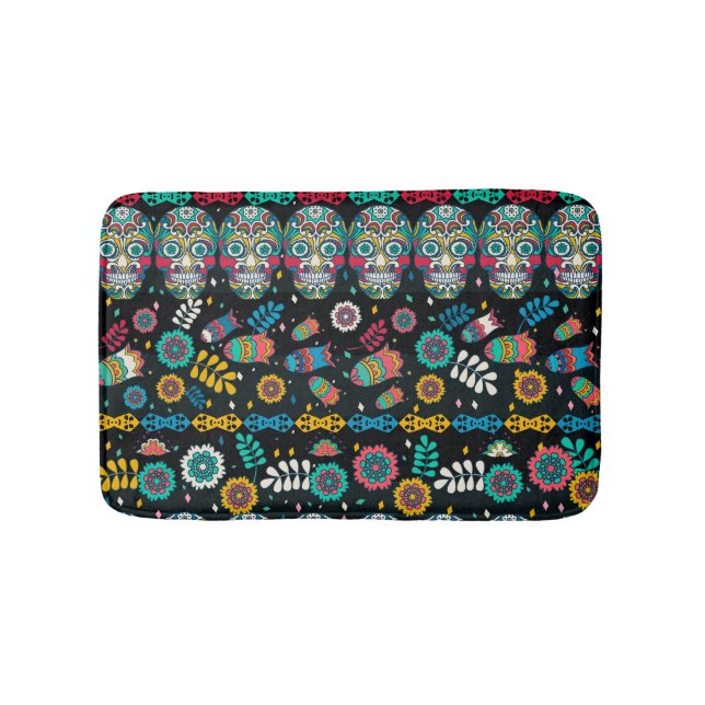 Boho Stammesschädel: buntes Muster. Badematte (Vorderseite)