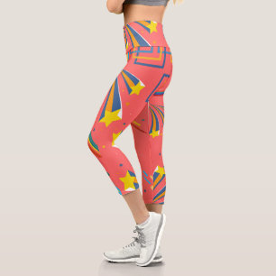 Boho star Chic moderne Mitte des Jahrhunderts Pink Capri Leggings