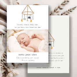 Boho Star Moon Cloud Baby Foto Geburtserklärung Dankeskarte