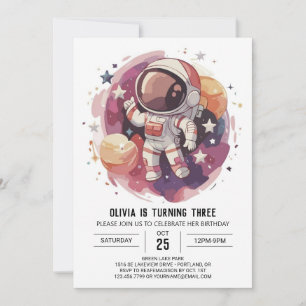 Boho Starry Adventure Astronaut Geburtstag Einladung