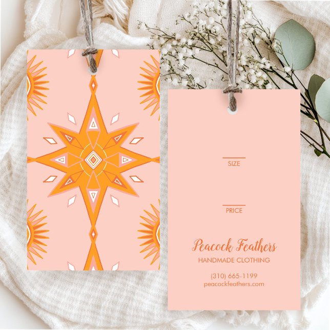 Boho Stars Clothing Jewelry Price Size Hang Tag  (Boho Stars Clothing Jewelry Price Size CUSTOM Pink Orange Hang Tag
)