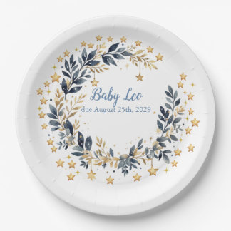Boho Stars Greenery Baby Shower Pappteller