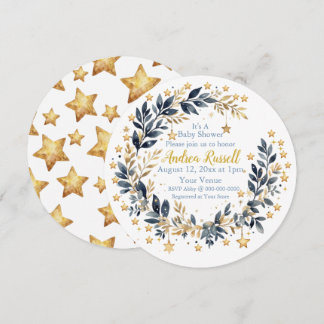 Boho-Stars-Grün-Baby-Einladung Save The Date