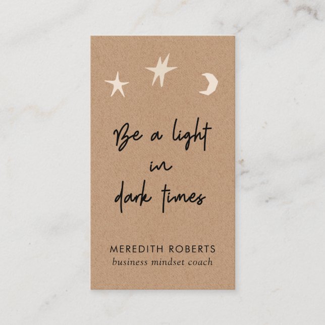 Boho Stars Moon Motivierend Quote Kraft Visitenkarte (Vorderseite)