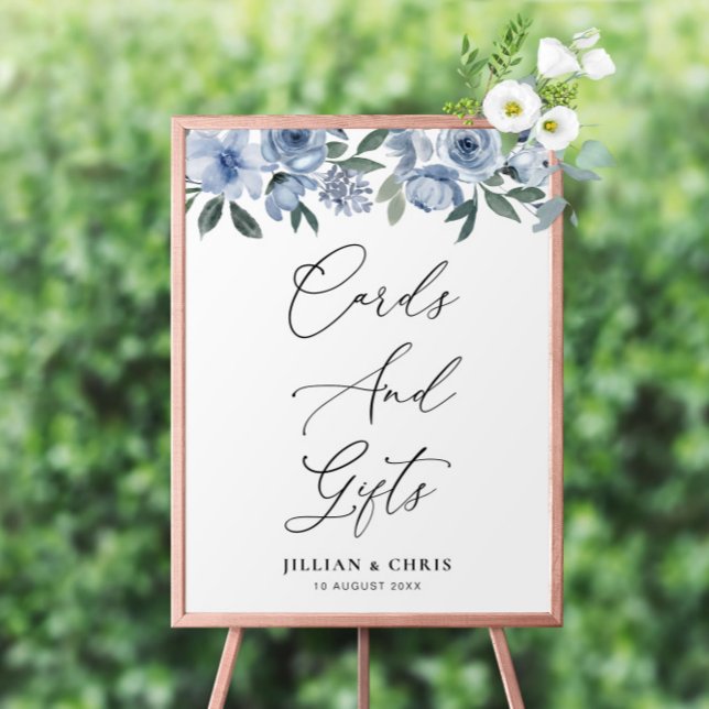 boho staubblaue Blumenkarten und Giftschild Poster (Von Creator hochgeladen)