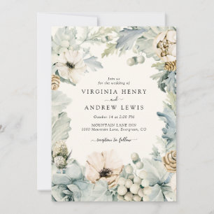 Boho-Staubblaue Hochzeitseinladung Einladung