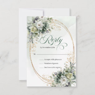 Boho-Staubgrün-Eukalyptus-Hochzeits-RSVP-Karte RSVP Karte