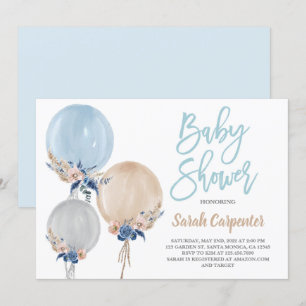 Boho staubige blaue Baby Duschballons Junge Einladung