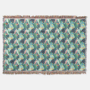 Boho staubige grüne Salbei grün blauer tropische Decke