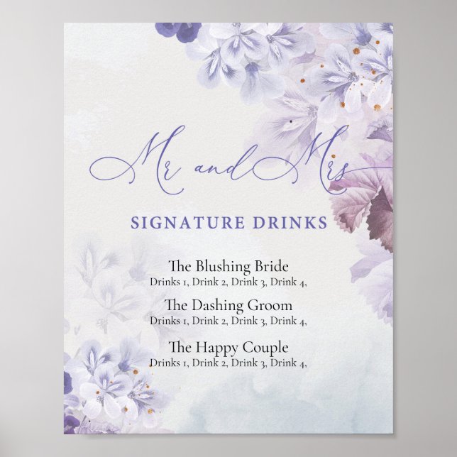 Boho staubige lila lila blauen pink signatur geträ poster (Vorne)