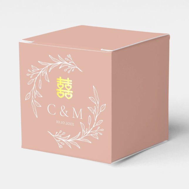 Boho staubige Rosa-Laubkäfer moderne chinesische H Geschenkschachtel (Vorderseite)