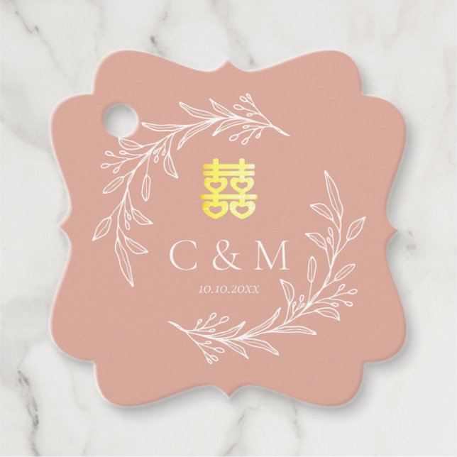 Boho staubige Rosa Laubkranz Dank chinesischer Hoc Geschenkanhänger (Vorderseite)