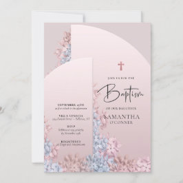 Boho staubige Rosa Rose Goldbogen Taufe Einladung