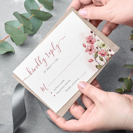 Boho staubige Rose Aquarellblume Hochzeit RSVP Karte