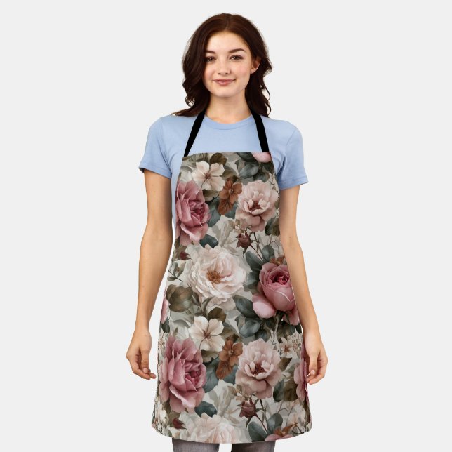 Boho-Staubrose-Blumen-Beige-Blumenmuster Schürze (Getragen)