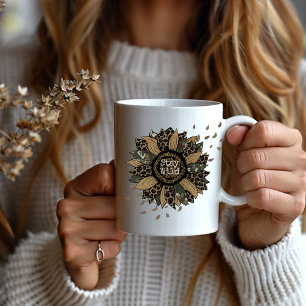 Boho "Stay Wild" Camo Sunflower 15oz Café Mug