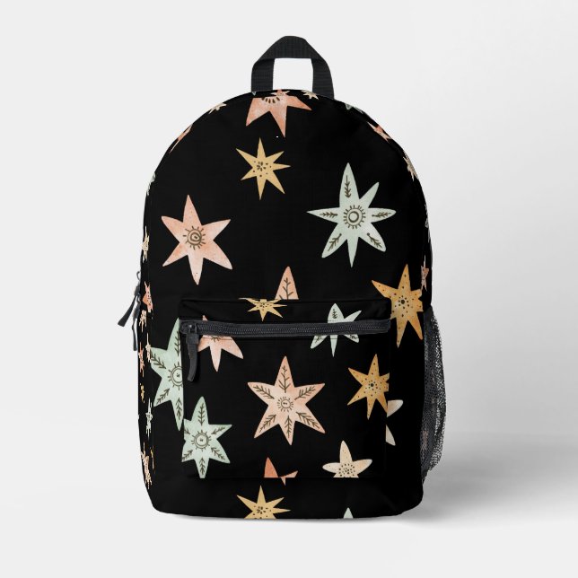 Boho Sterne Bedruckter Rucksack (Vorderseite)