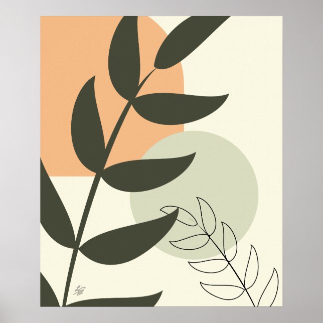 Boho-Stil-Blatt-Abstrakt Poster (Vorne)