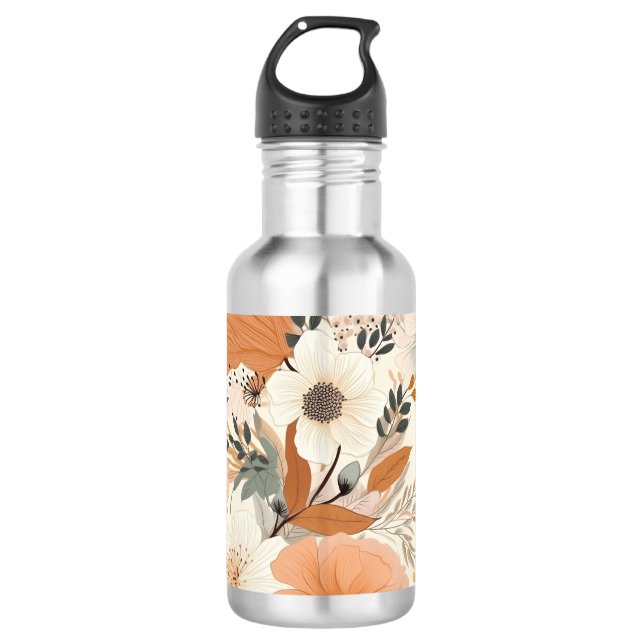 Boho Stil Blume Muster hellen Farben Edelstahlflasche (Vorderseite)