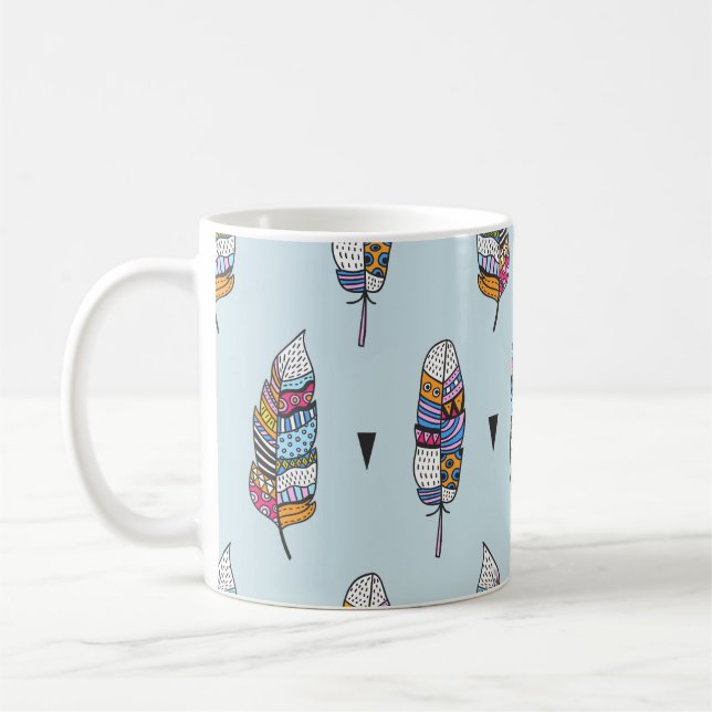 Boho-Stil Feder Handgezeichnet Kaffeetasse (Links)