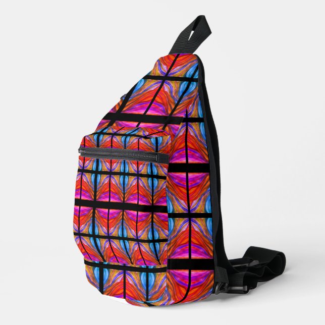 Boho Stil heiß rosa und schwarz Crossbody Bag (Rechte Ecke)