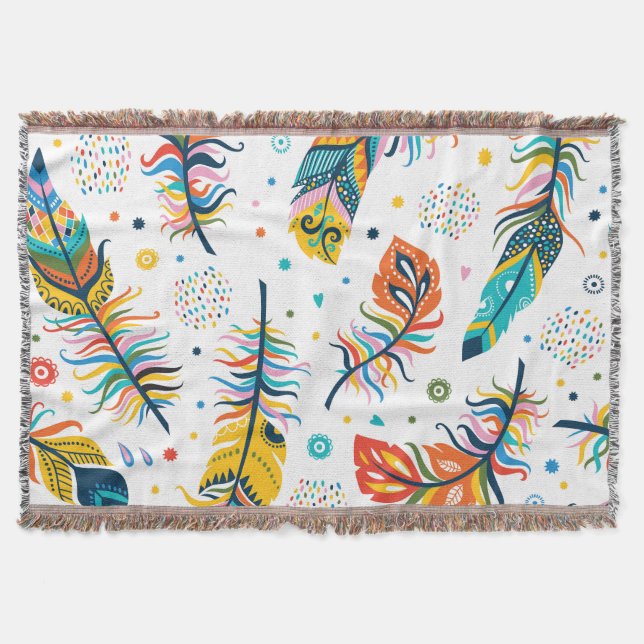 Boho-Stil, nahtloses Feder-Muster. Decke (Vorderseite)