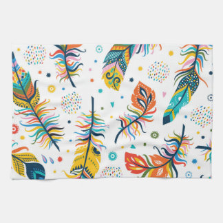 Boho Stil, nahtloses Federmuster. Geschirrtuch