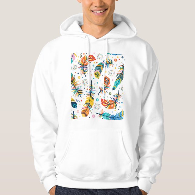 Boho Stil, nahtloses Federmuster. Hoodie (Vorderseite)